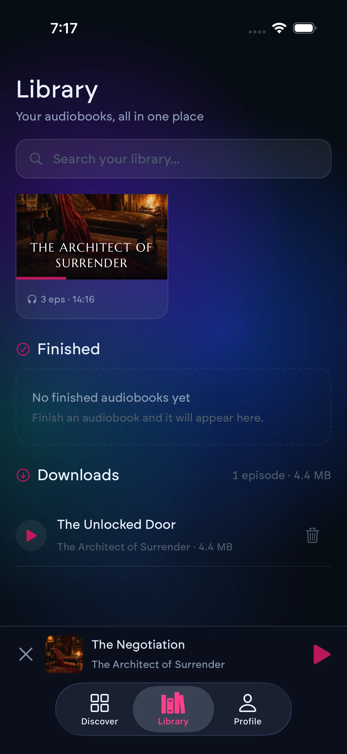 Scarla: Library screen