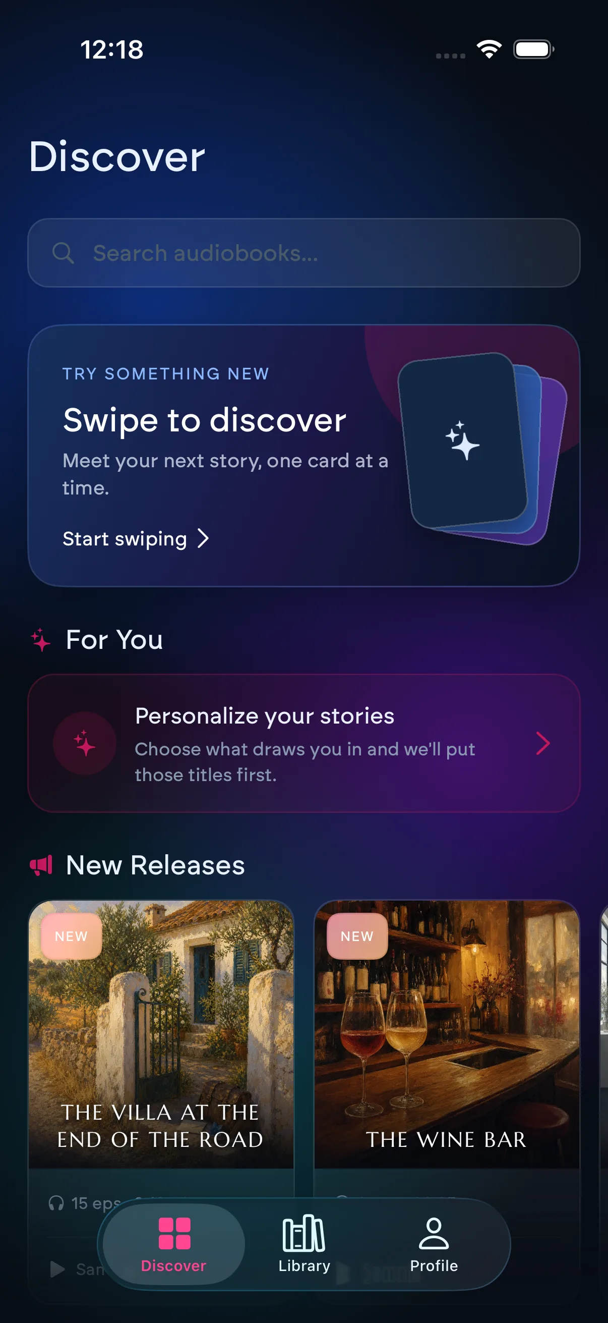 Scarla: Swipe-to-discover screen